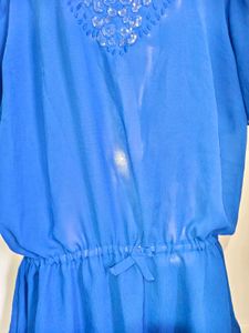 Vibrant Blue Embellished Tunic Top