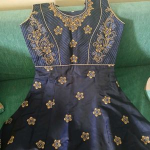 Elegant Navy Blue Embroidered Dress