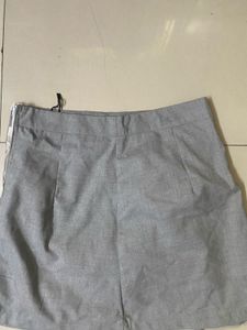 Pleated Grey A-line Skirt