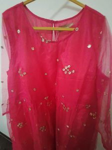 Pink Sequin Tulle Dress With Tag