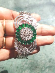 Emerald &amp; Diamond Bangle Bracelet
