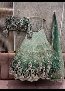 Stunning Emerald Green Lehenga Choli Set