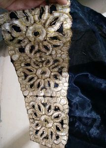 black kurta with golden lace