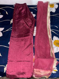 Maroon Embroidered Kurta Set with Dupatta