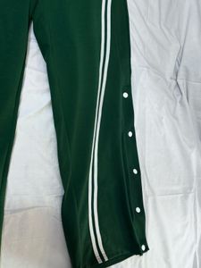 Green Snap Button Track Pants