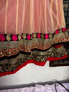 Elegant Pink &amp; Gold Anarkali Suit