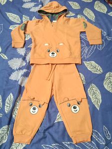 Branded Orange Sweatsuit For Babies