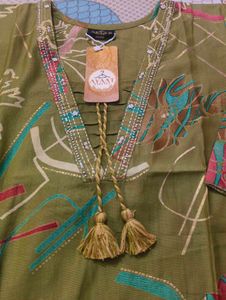 Green Floral Print Kurta Set with Dupatta