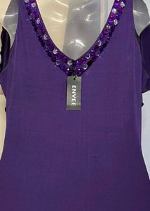 Elegant Purple Stone-studded Maxi Dress