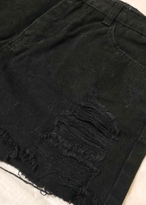 Black Ripped Denim Shorts
