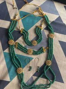 Emerald Beaded Jewellery Set of 2 choker
