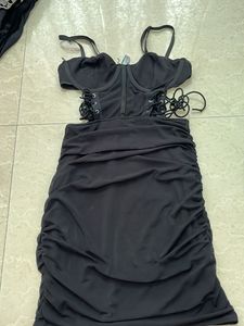 Chic Black Cut-Out Corset Dress
