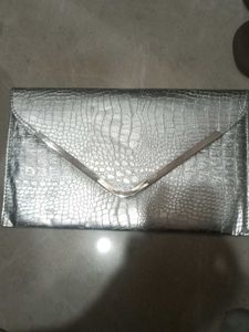 Silver Croc Envelope Clutch