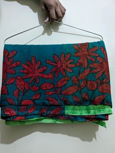 Green Multicolored Printed Saree