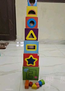 Wooden Shape Sorting Stacking Blocks Toy 8