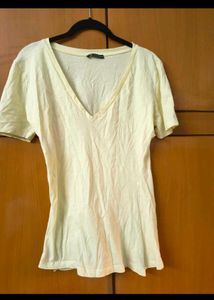 Pale Yellow V-Neck Tee