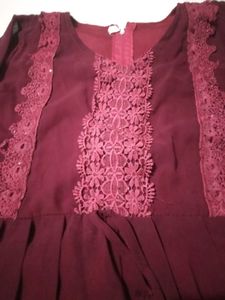 Charming Girls' Maroon Kurta with Pants