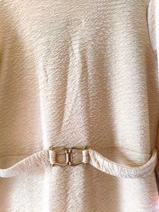 Cream Textured Puff Sleeve Dress