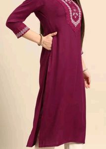 Violet Embroidered Thread Work Kurta