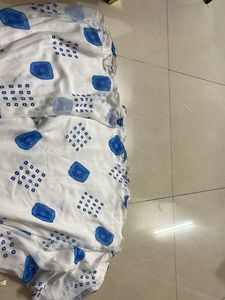 White umbrella Kurta with Blue Bandhani Print
