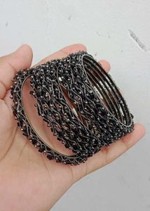 Black Beaded Bangles (Set)