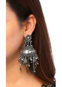 Oxidised Jhumkas boho style earrings for Girls