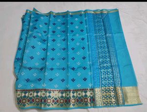Traditional Soft Sky Blue Cotton Saree