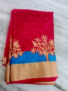 Maroon  organza saree