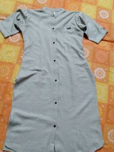 Classic Grey Button-Up Top