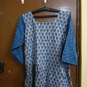 Blue Printed Cotton Kurta (two)