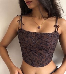 Y2K desi  Brown Embroidered corset top