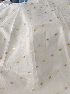 Elegant White & Gold Polka Dot Sheer lehenga choli