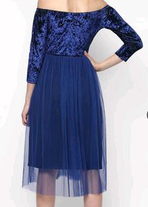 Velvet Off-Shoulder Tulle Dress