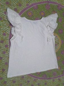 White Eyelet Flutter Sleeve Top