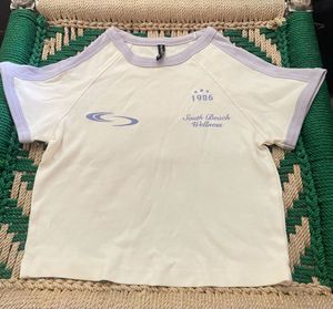 Cream &amp; Lilac Crop Top