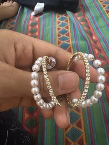 Elegant Pearl & Crystal Hoop Earrings