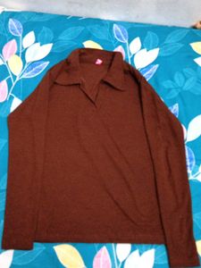 Classic Brown Polo Neck Top