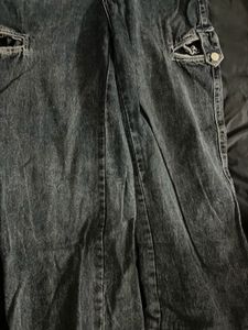 Distressed Denim Cargo Pants