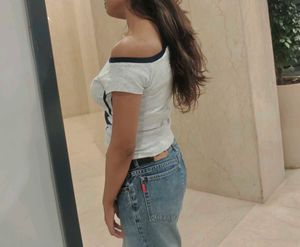 Cute Off-Shoulder Graphic Tee