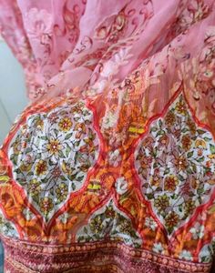 Pink Floral Embroidered Kurti