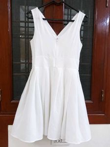 White V-Neck  Dress