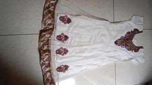 Elegant White &amp; Purple Anarkali Suit