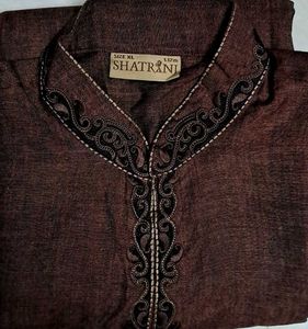 Pure Cotton Silk Embroidery Work Panjabi