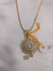 Cubic Zirconia Gold Pendant Set