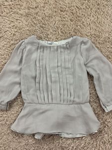 Elegant Pleated Grey Blouse