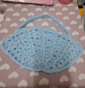 Blue Crochet Shell Handbag