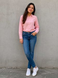 Peach Pink Solid Casual Shirt for Men