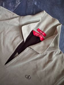 Men's Beige Collared Polo Shirt