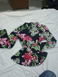 Chic Floral Print Mock Neck Top (negotiable)