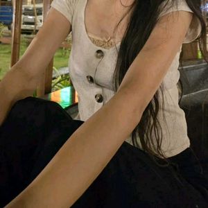 Ribbed Button-Up Crop Top